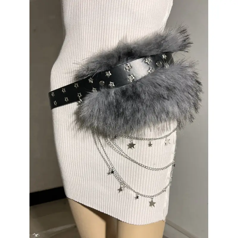New Rabbit Fur Belt for Women Europe America Cross Border