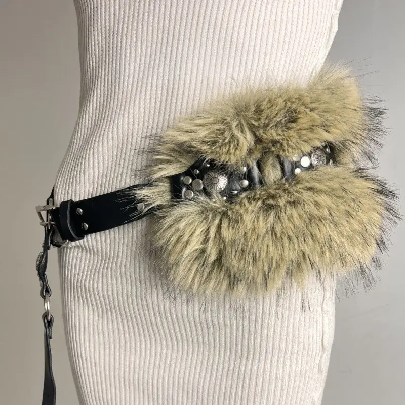 New Rabbit Fur Belt for Women Europe America Cross Border