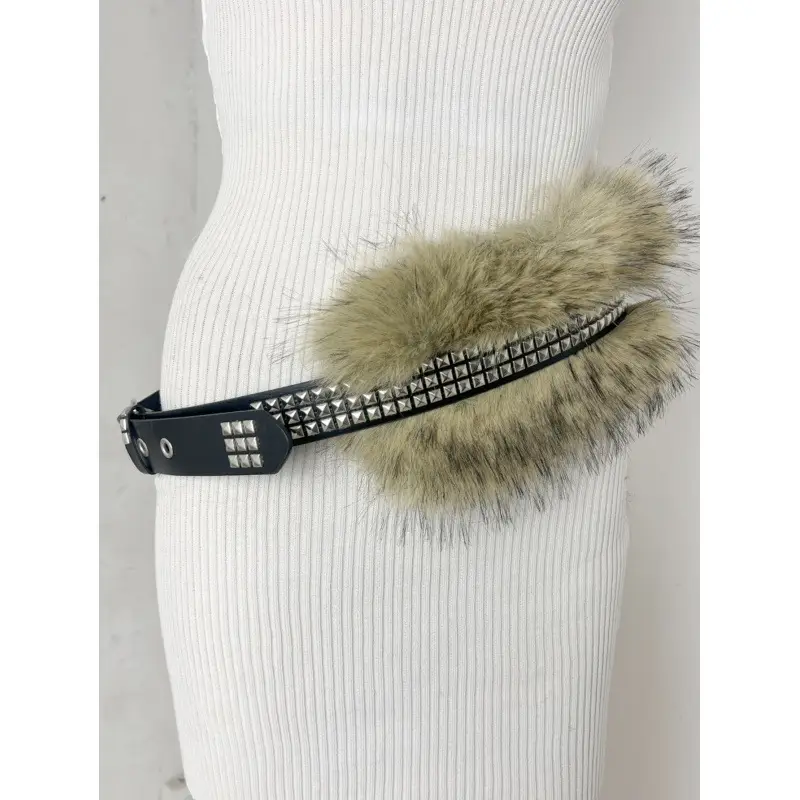 New Rabbit Fur Belt for Women Europe America Cross Border