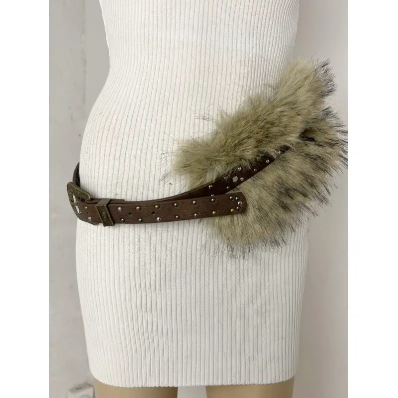 New Rabbit Fur Belt for Women Europe America Cross Border