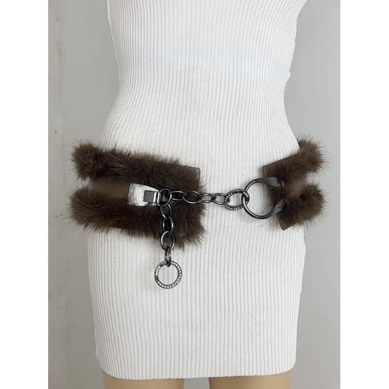 New Rabbit Fur Belt for Women Europe America Cross Border