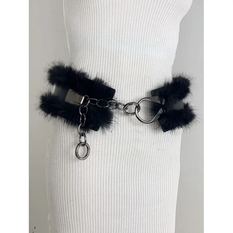 New Rabbit Fur Belt for Women Europe America Cross Border