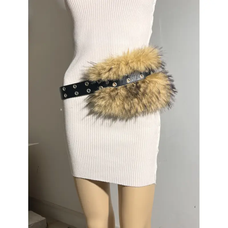 New Rabbit Fur Belt for Women Europe America Cross Border