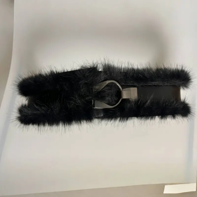 New Rabbit Fur Belt for Women Europe America Cross Border