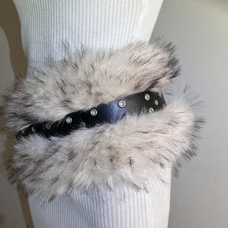 New Rabbit Fur Belt for Women Europe America Cross Border