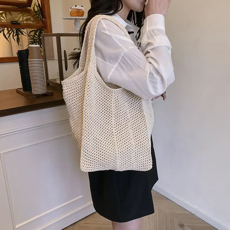 Women's Cotton Lazy Bag Large Capacity White — feature 16