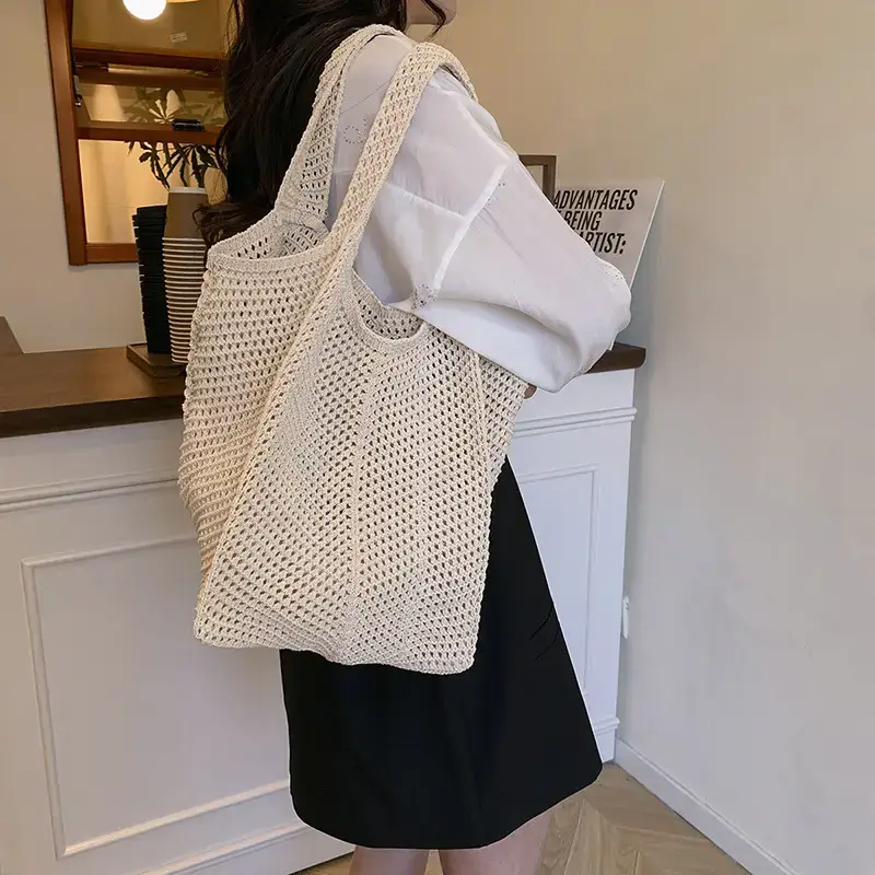 Women's Cotton Lazy Bag Large Capacity White — feature 18