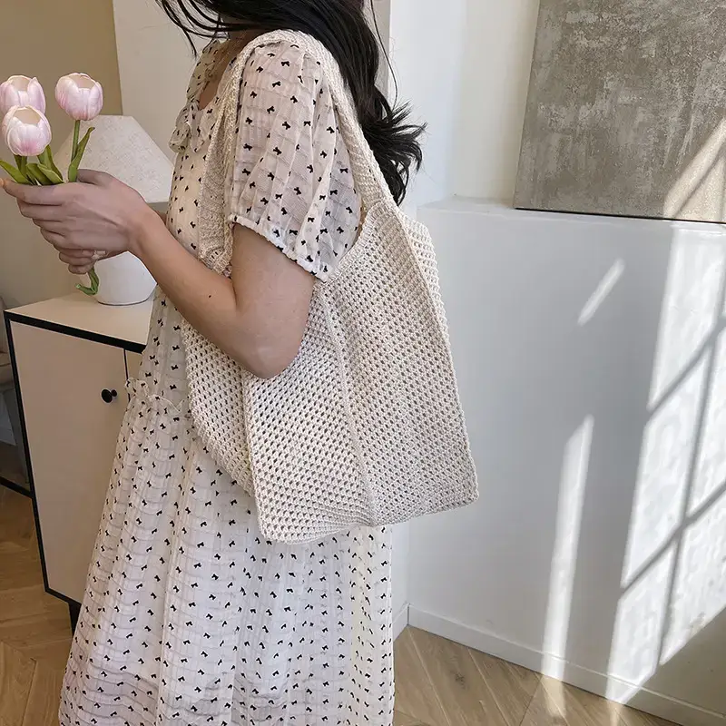 Women's Cotton Lazy Bag Large Capacity White — feature 23