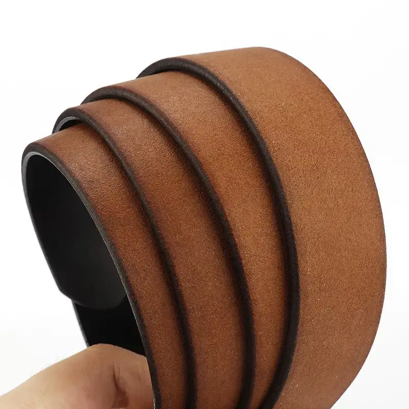 Women's Brown Genuine Leather Belt with Gold Buckle — feature 7