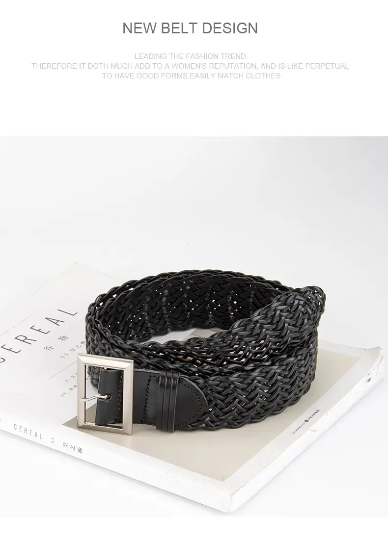 Women's Non-Perforated Woven Belt in Multiple Colors — feature 10