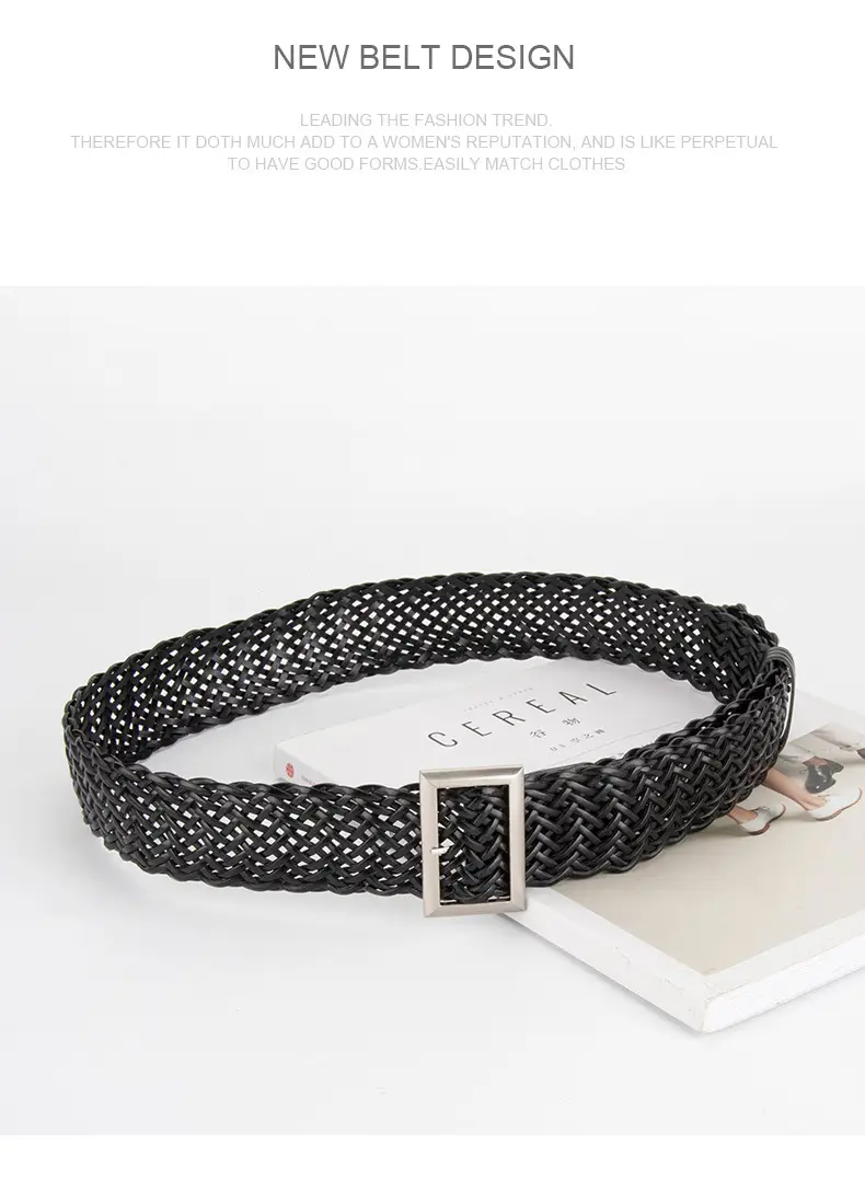 Women's Non-Perforated Woven Belt in Multiple Colors — feature 11