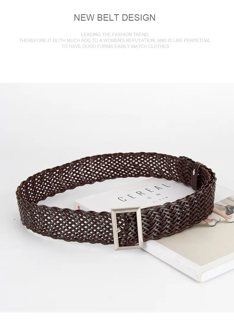 Women's Non-Perforated Woven Belt in Multiple Colors — feature 12