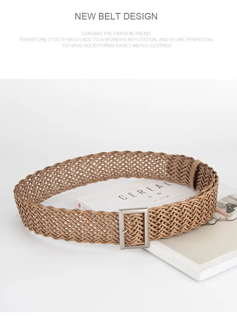 Women's Non-Perforated Woven Belt in Multiple Colors — feature 14
