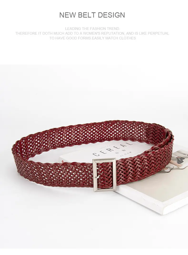 Women's Non-Perforated Woven Belt in Multiple Colors — feature 15