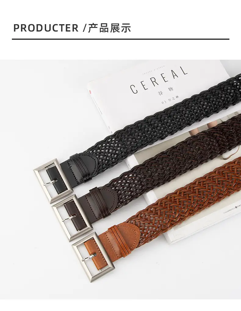 Women's Non-Perforated Woven Belt in Multiple Colors — feature 9