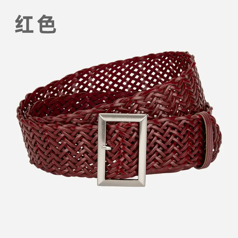 Women's Non-Perforated Woven Belt in Multiple Colors