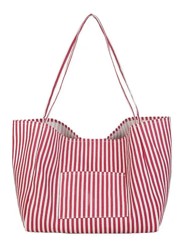 Women Striped Canvas Tote Bag Large Capacity 2025 - Image 9