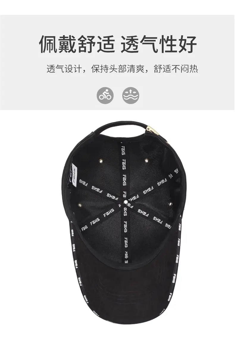 Men's Black Embroidered Baseball Cap Sport Cap — feature 5