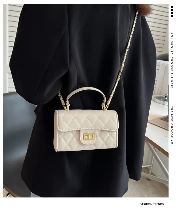 Black Quilted Chain Shoulder Bag for Women — feature 1