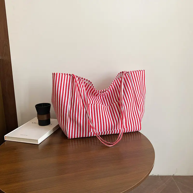 Red Striped Women's Hand Tote Bag 2025 Spring New Arrival - Image 5
