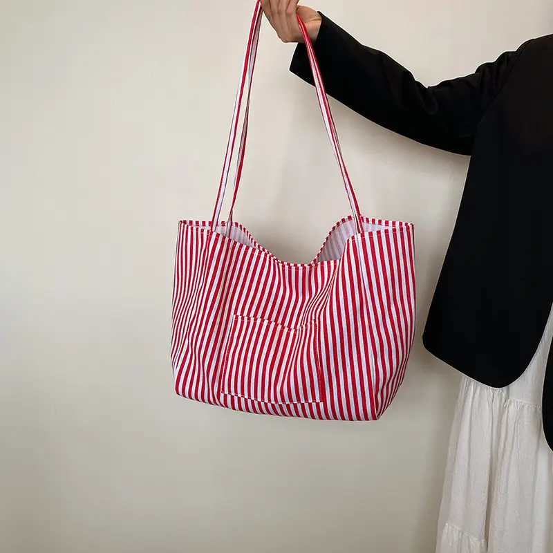 Red Striped Women's Hand Tote Bag 2025 Spring New Arrival - Image 6