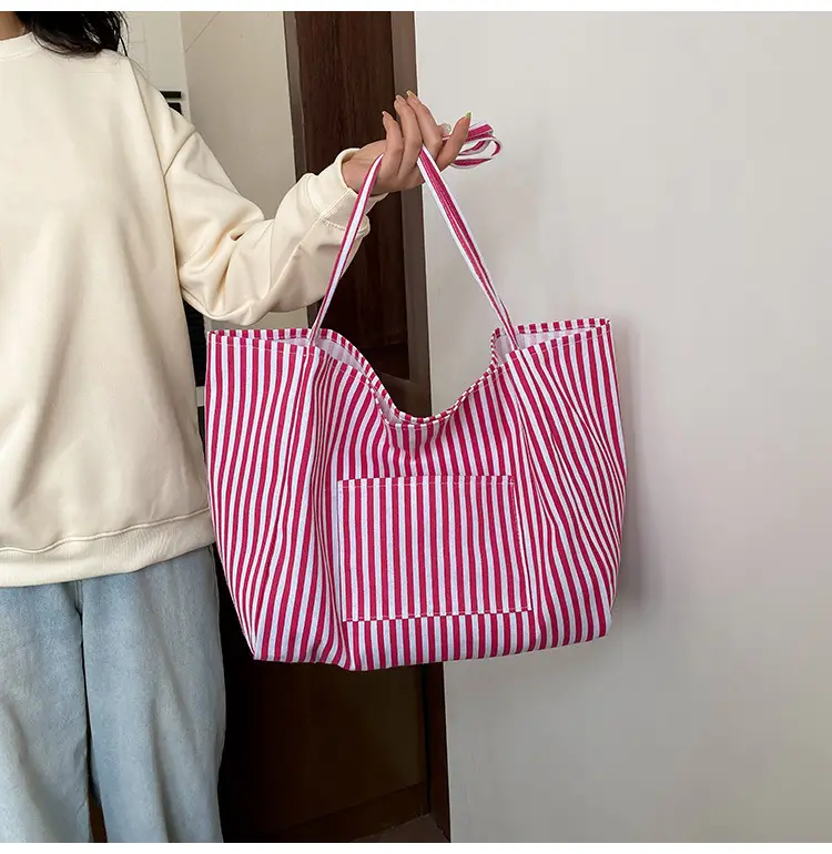 Red Striped Women's Hand Tote Bag 2025 Spring New Arrival — feature 10
