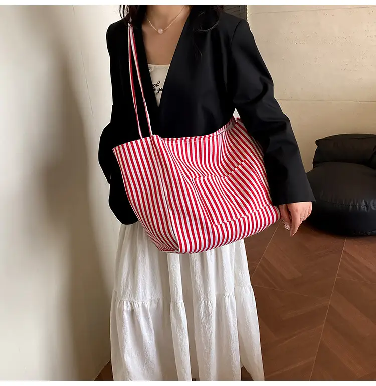 Red Striped Women's Hand Tote Bag 2025 Spring New Arrival — feature 14
