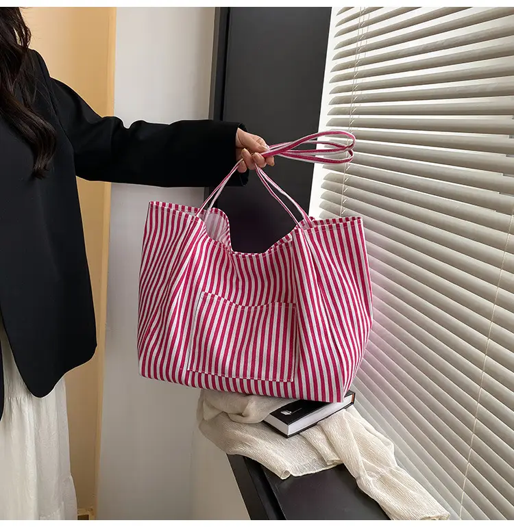 Red Striped Women's Hand Tote Bag 2025 Spring New Arrival — feature 17