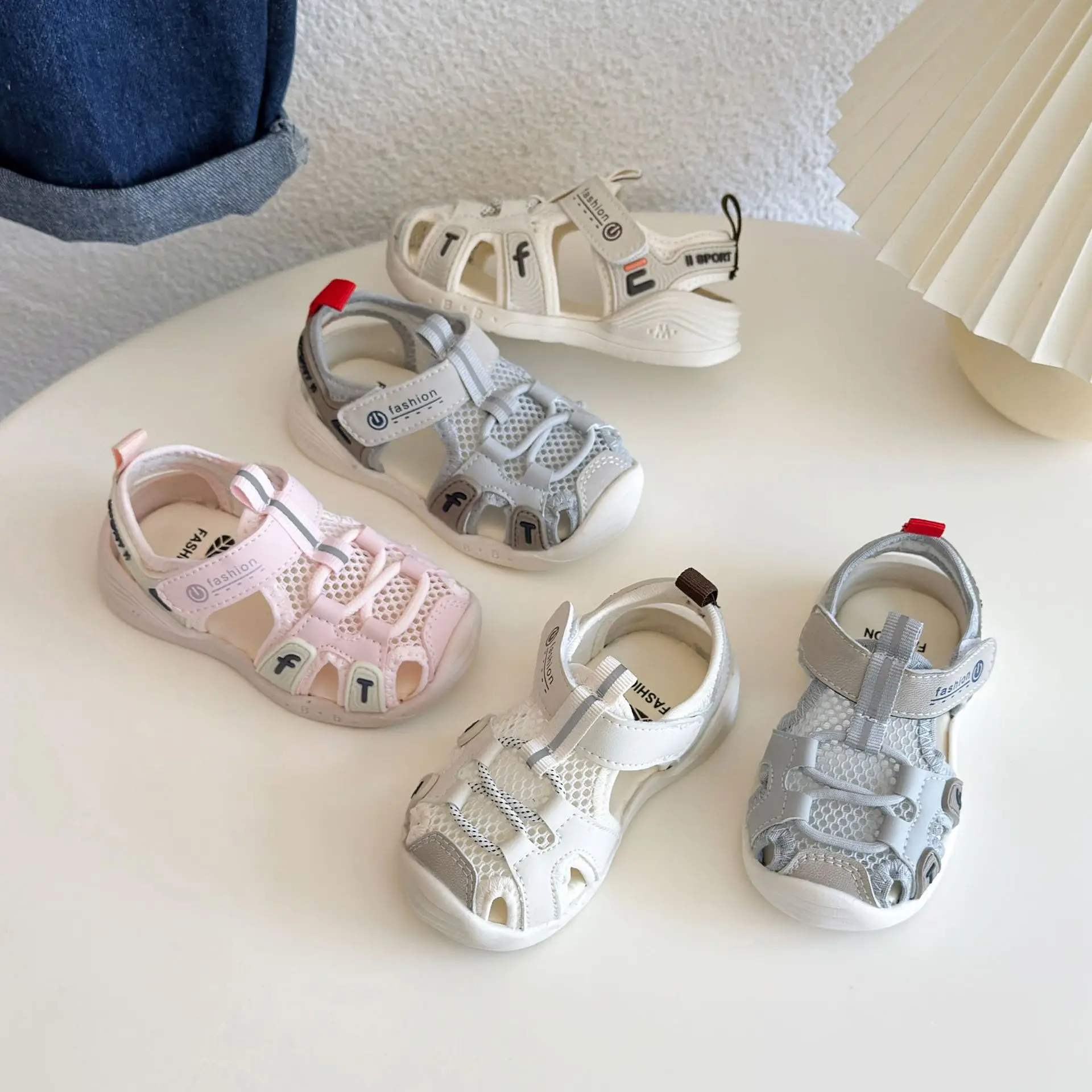 Baby Toddler Sandals 2026 Grey Non-Slip Soft-Soled