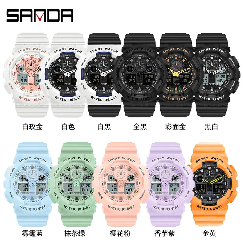 Sanda Green Dual Display Waterproof Men's Watch - Image 21