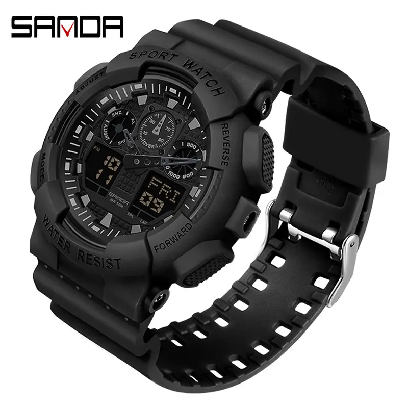 Sanda Green Dual Display Waterproof Men's Watch - Image 22