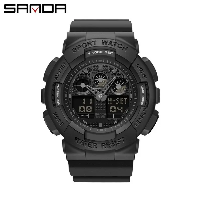 Sanda Green Dual Display Waterproof Men's Watch - Image 11