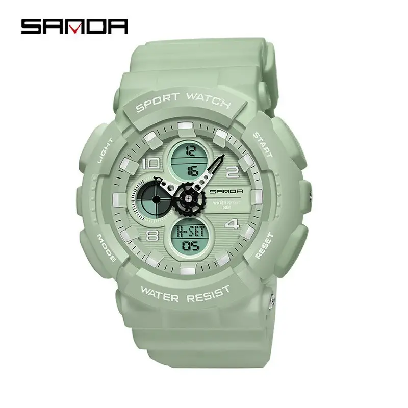 Sanda Green Dual Display Waterproof Men's Watch - Image 13
