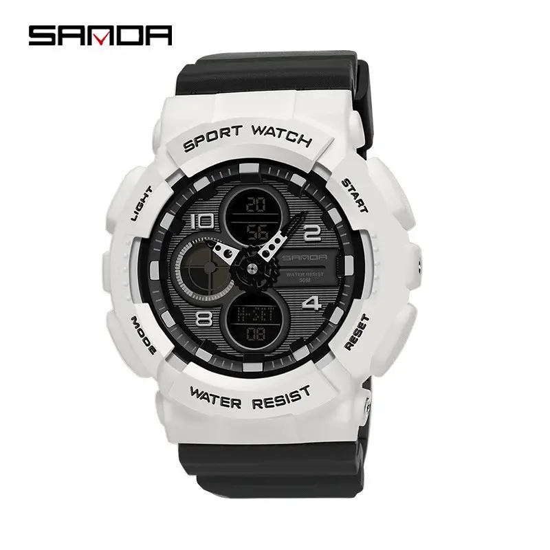 Sanda Green Dual Display Waterproof Men's Watch - Image 17