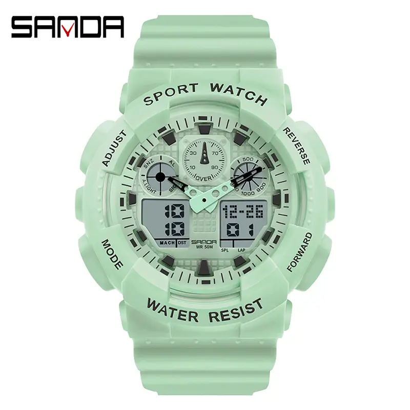 Sanda Green Dual Display Waterproof Men's Watch - Image 3