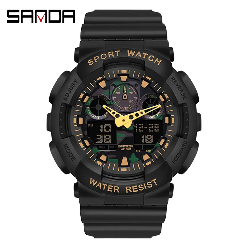 Sanda Green Dual Display Waterproof Men's Watch - Image 4