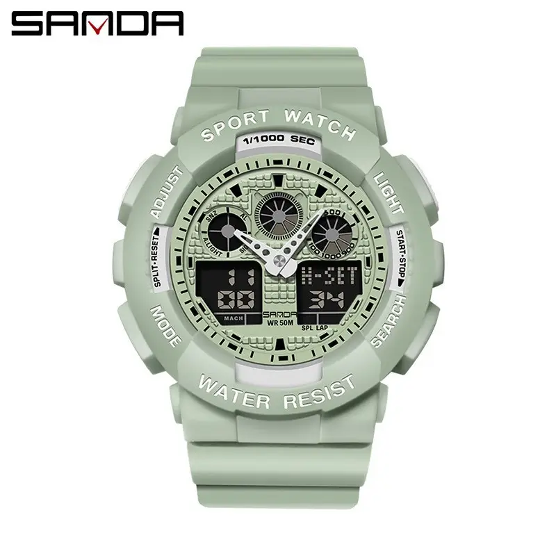 Sanda Green Dual Display Waterproof Men's Watch - Image 8
