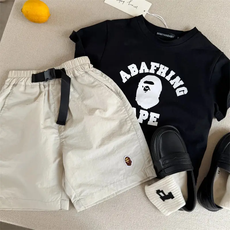 Lime Kids Shorts Summer New Boys Japanese Belt - Image 6
