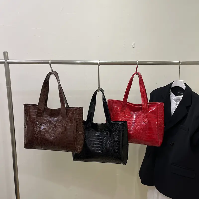 Red Croc PU Leather Crossbody Bag for Women