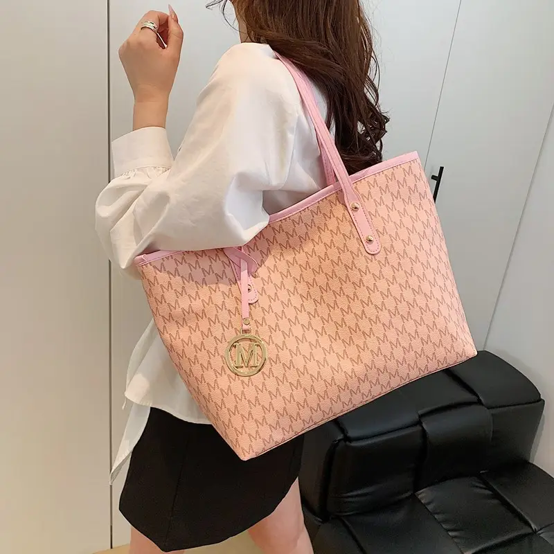 Women's Monogram Canvas Commuter Tote Bag Large Capacity - Image 6