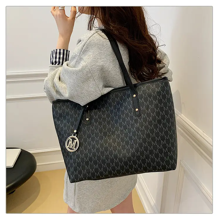 Women's Monogram Canvas Commuter Tote Bag Large Capacity — feature 27
