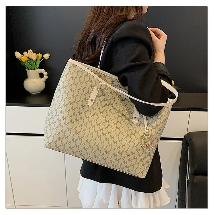 Women's Monogram Canvas Commuter Tote Bag Large Capacity — feature 32