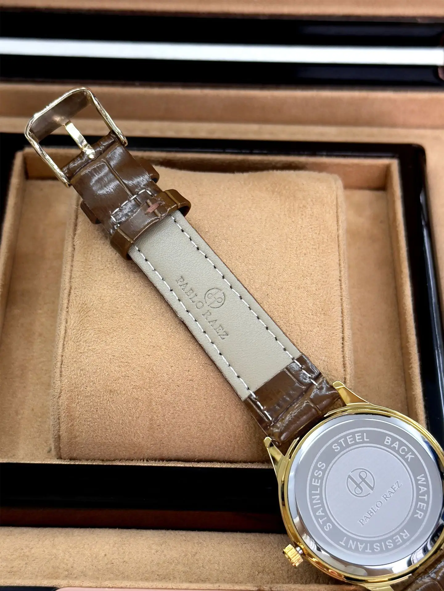 Gold Diamond Women's Quartz Watch with Brown Leather Strap — feature 13