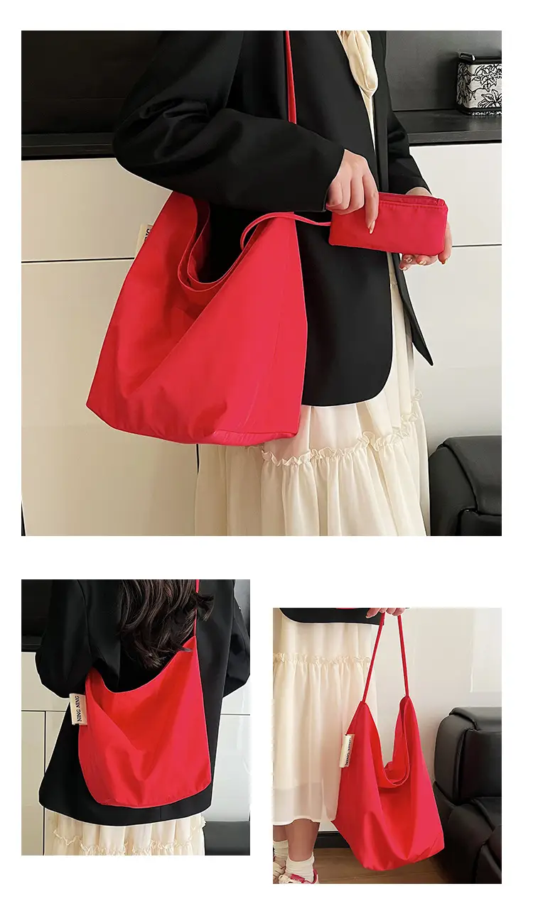 Women Red Nylon Shoulder Bag Large Capacity 2025 — feature 14