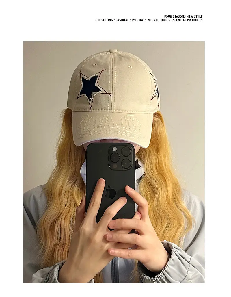Women Star Rip Baseball Cap Spring Summer Casual Letter Embroidered — feature 5