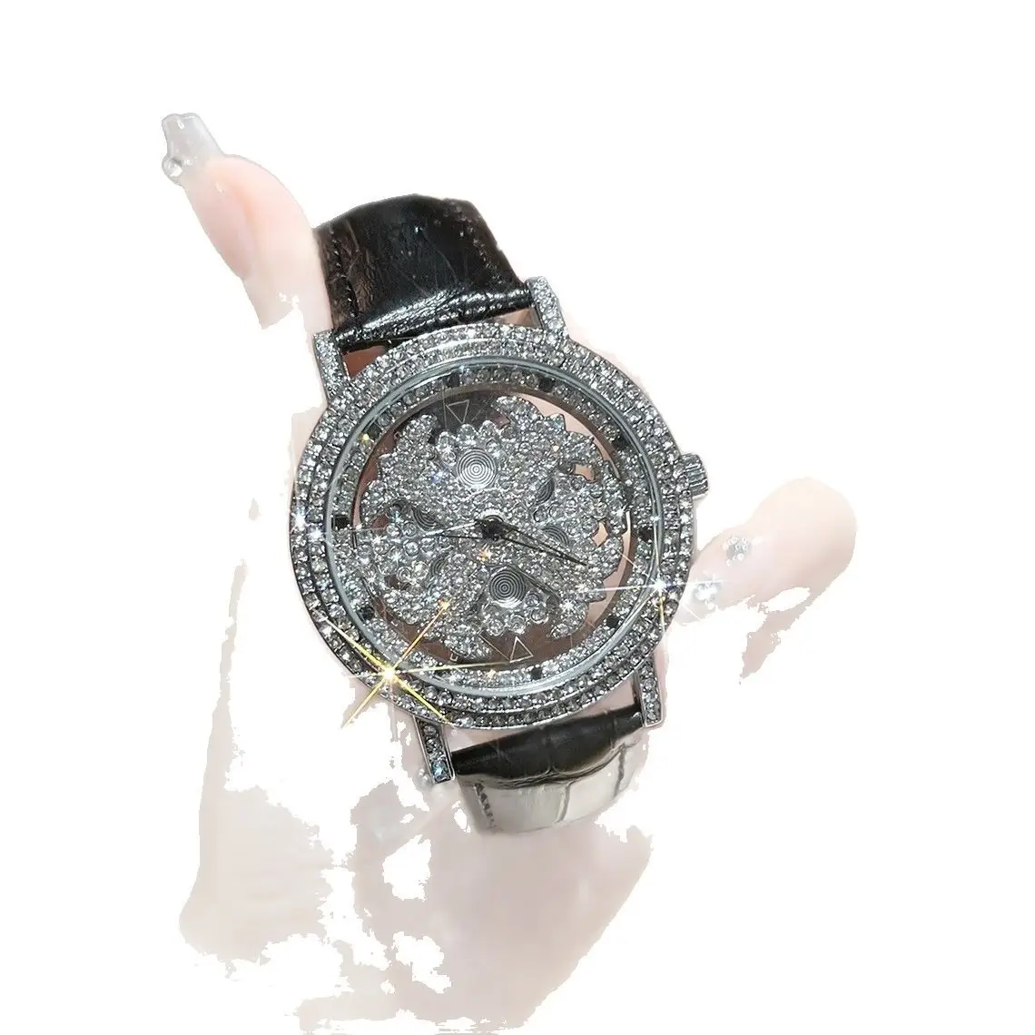 Women Cross-Border Rhinestone Watch Silver Crystal Band - Image 6