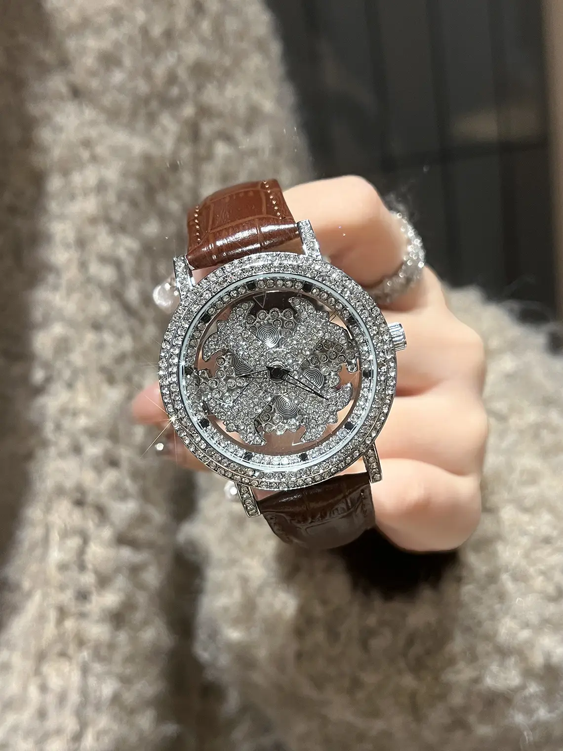 Women Cross-Border Rhinestone Watch Silver Crystal Band — feature 11