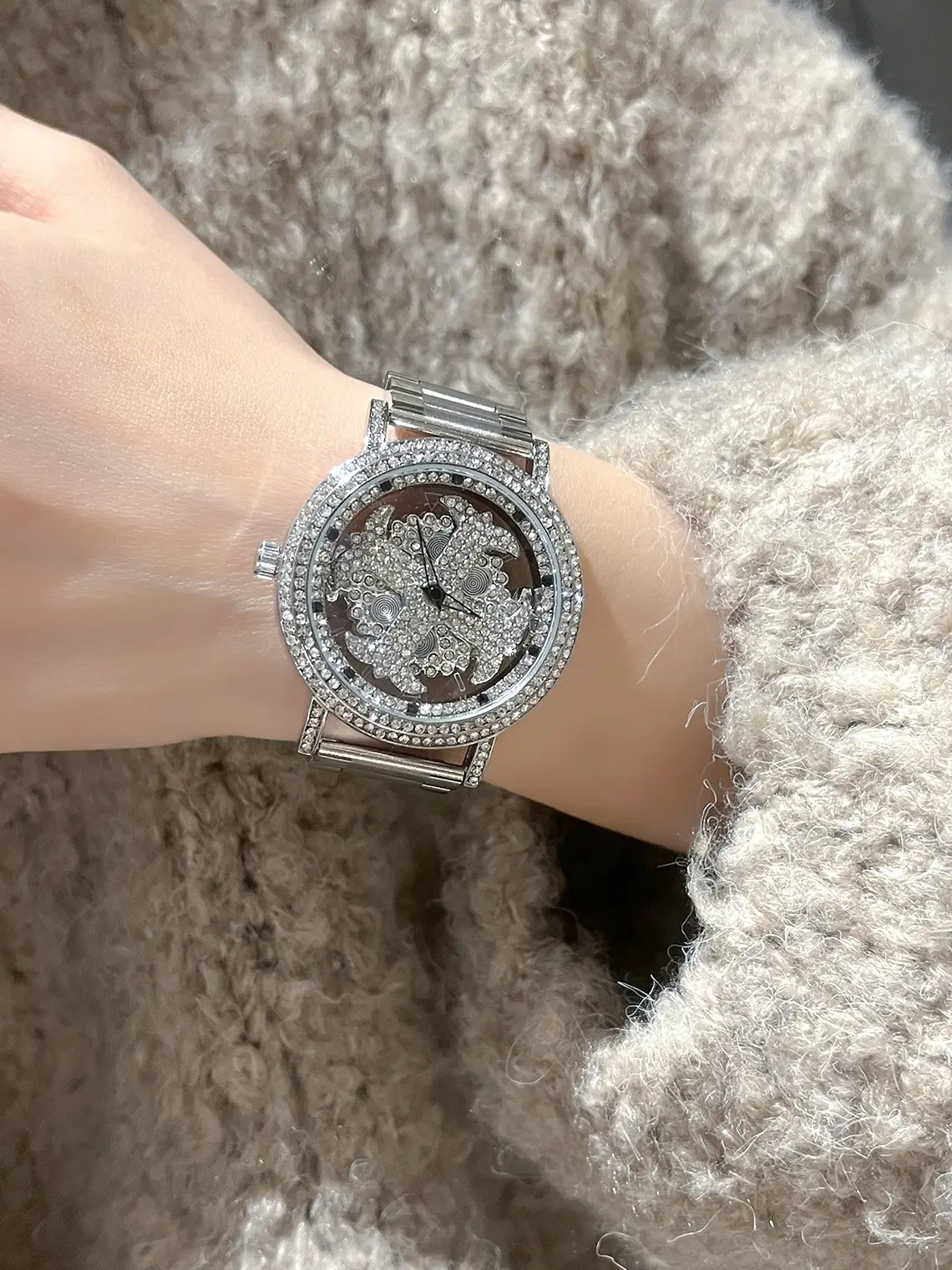 Women Cross-Border Rhinestone Watch Silver Crystal Band — feature 2