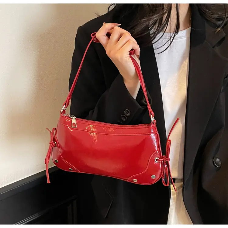 Red Rivet Bow Handbag for Women Large Capacity — feature 15