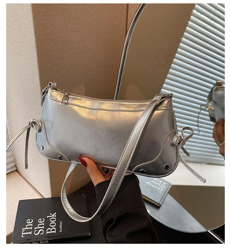 Red Rivet Bow Handbag for Women Large Capacity — feature 2